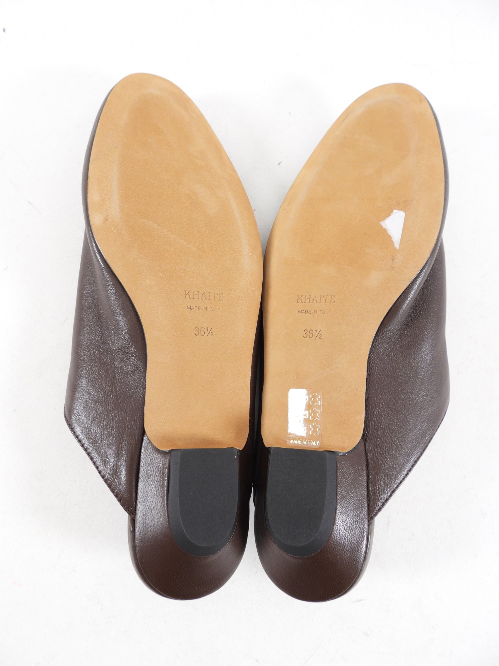 Khaite Brown Leather Otto Mules - 36.5