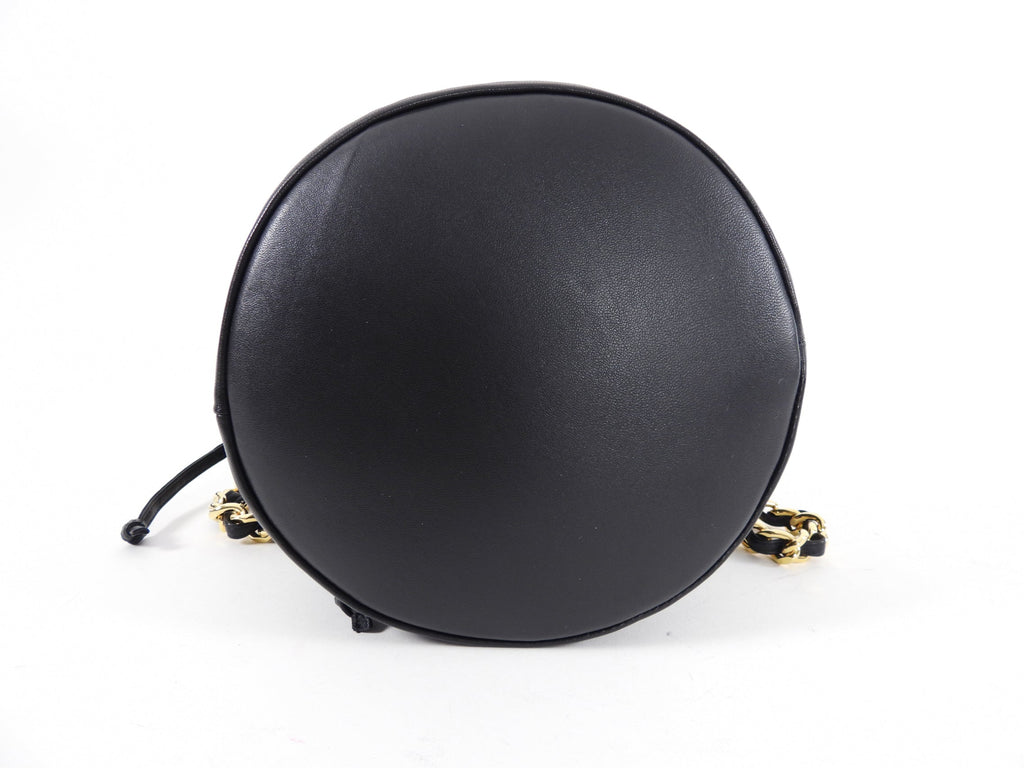 Khaite Black Leather Aria Bucket Bag with Chain Strap