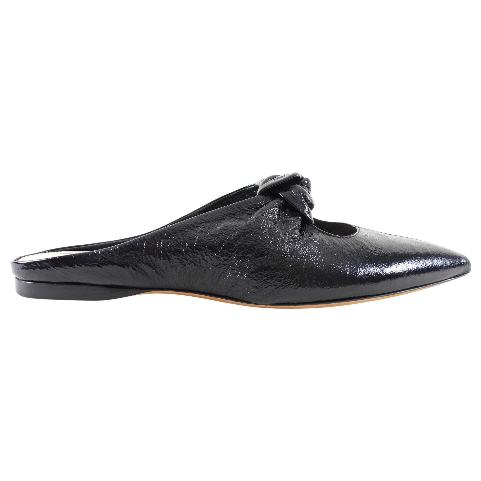 Khaite Black Patent Pointed Knot Rowan Flat Mule - 37