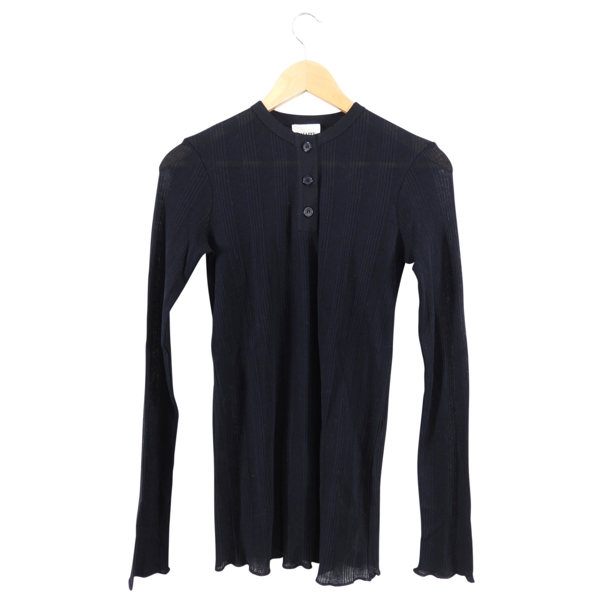 Khaite Byron Black Jersey Henley Top - M (6)