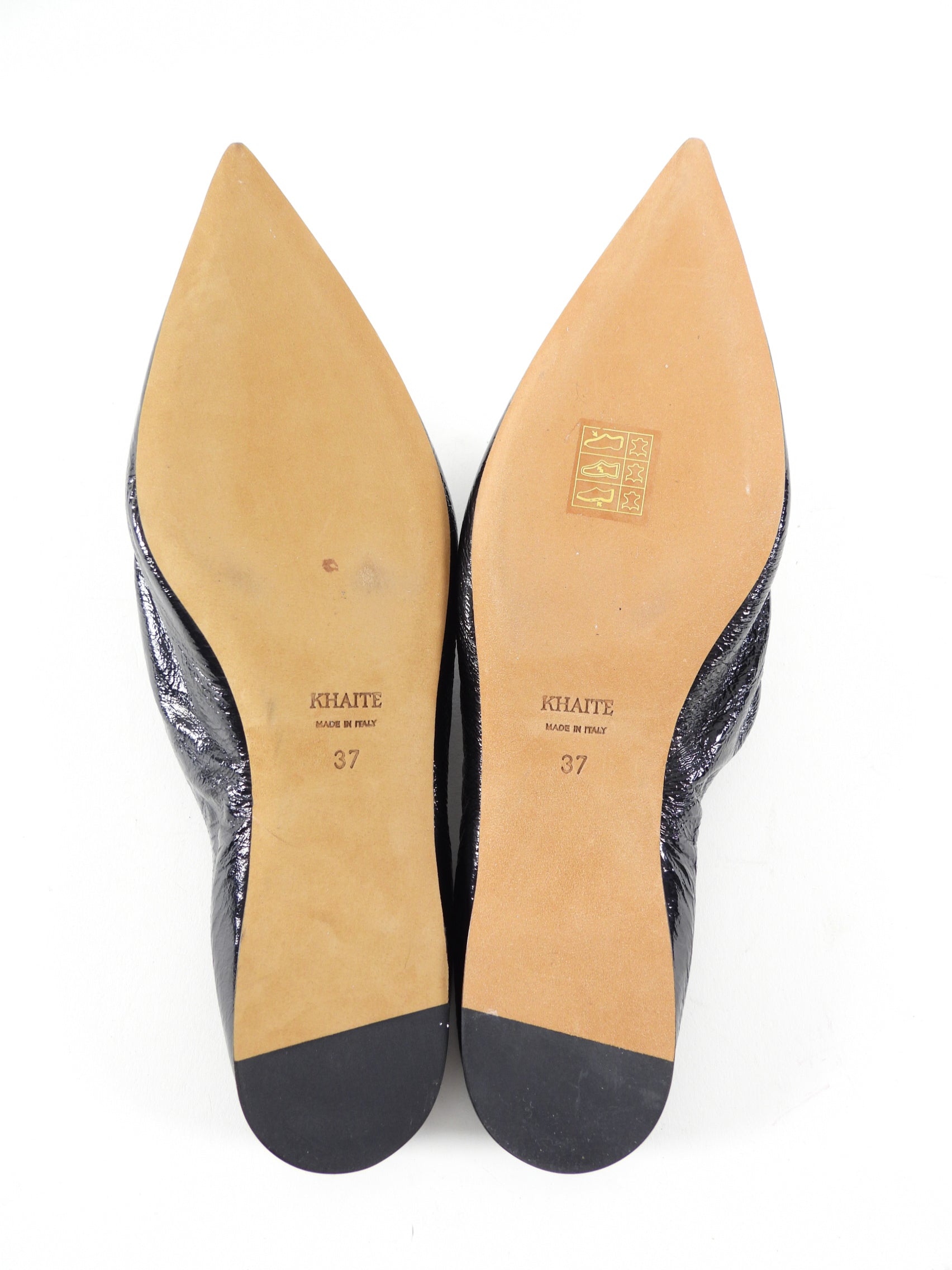 Khaite Black Patent Pointed Knot Rowan Flat Mule - 37