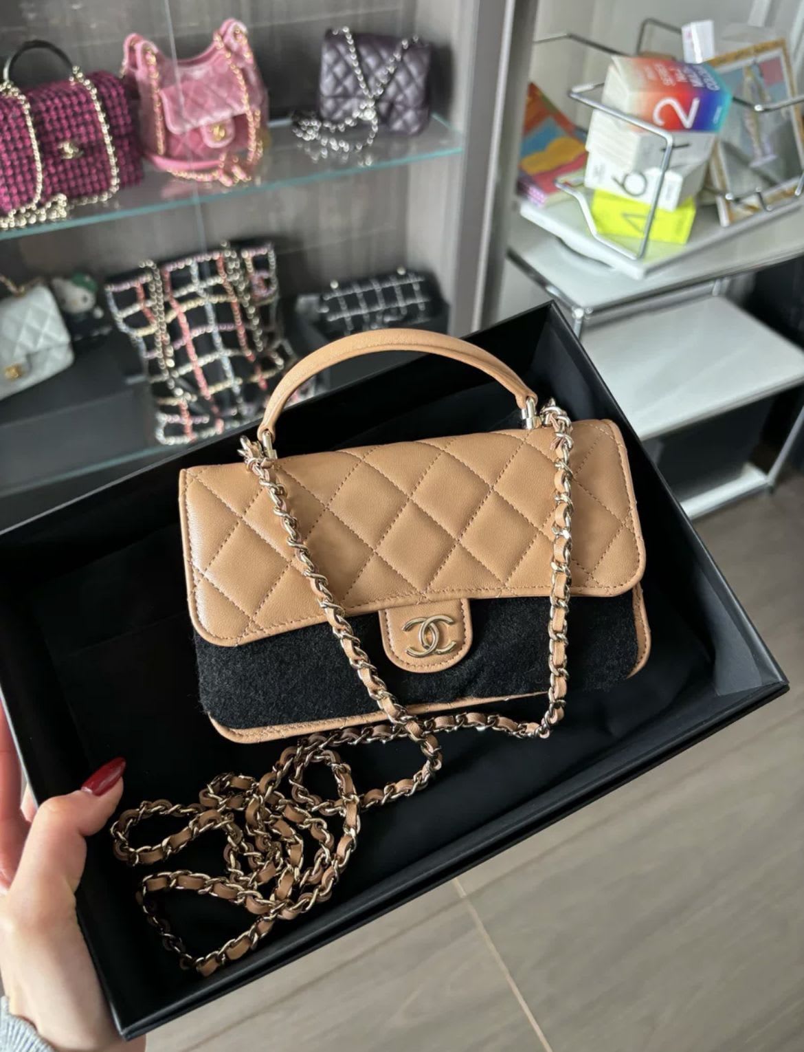 Chanel 23P  Lambskin LGHW Mini rectangular Flap bag with top