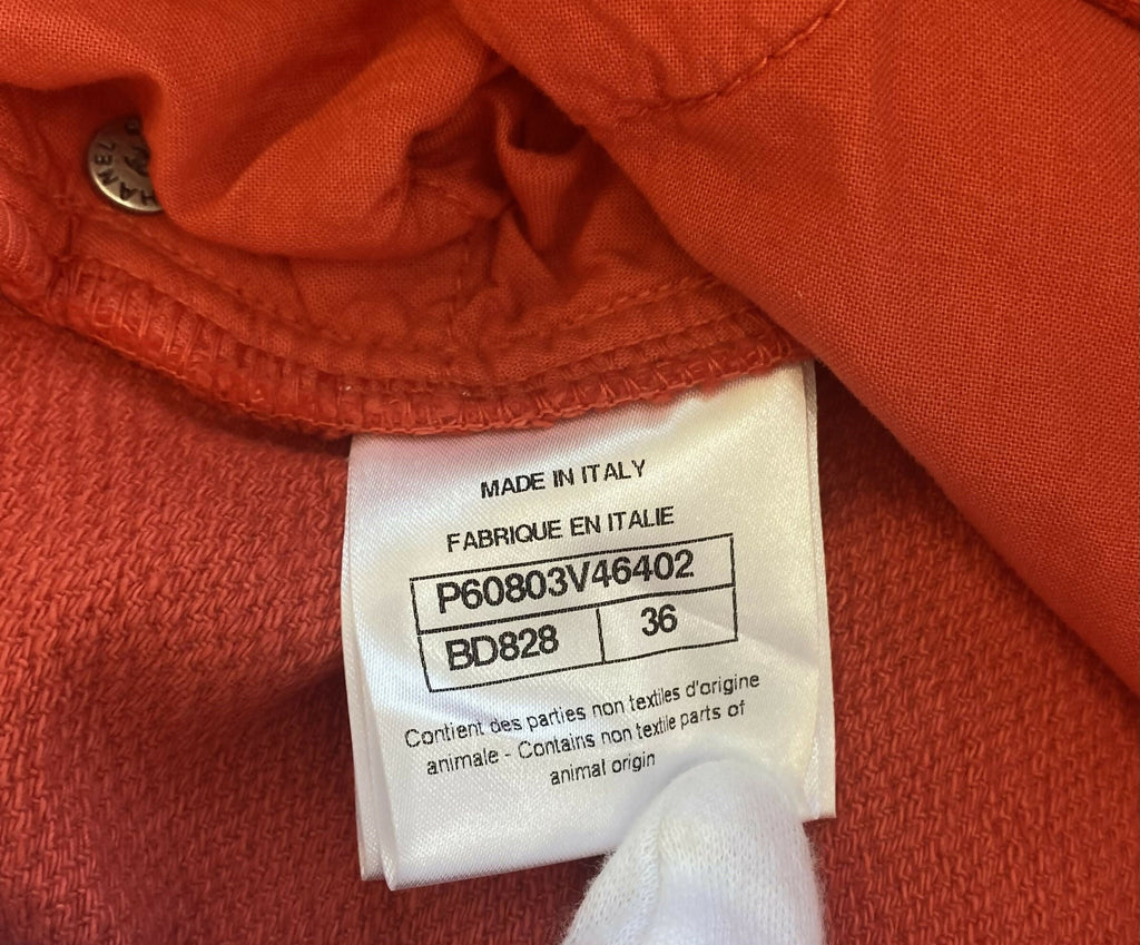 Chanel 2019 Coral Red Cotton CC Buckle Shorts FR 36