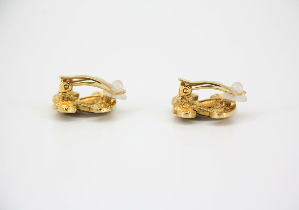 Chanel Vintage 1986 Gold-plated Diamond Quilting Bird Series Clip-on Earrings