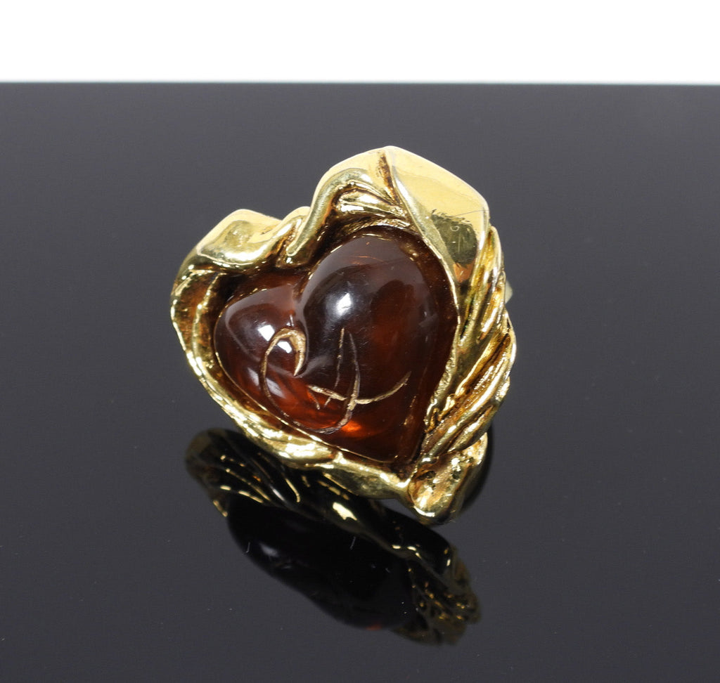 Christian Lacroix Vintage 1990's Resin Heart Ring - 8.5