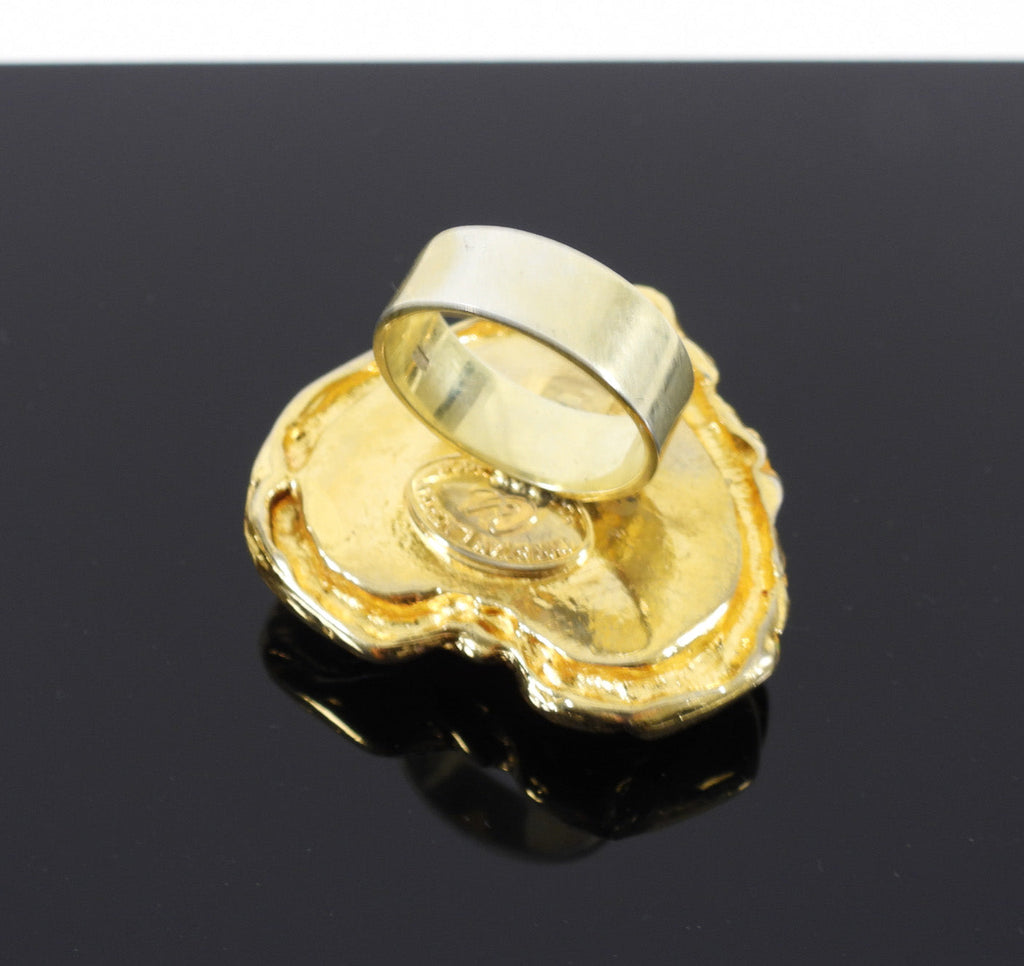 Christian Lacroix Vintage 1990's Resin Heart Ring - 8.5