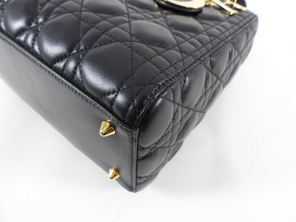 Dior Lady Dior Medium Black Lambskin Cannage Crossbody Bag