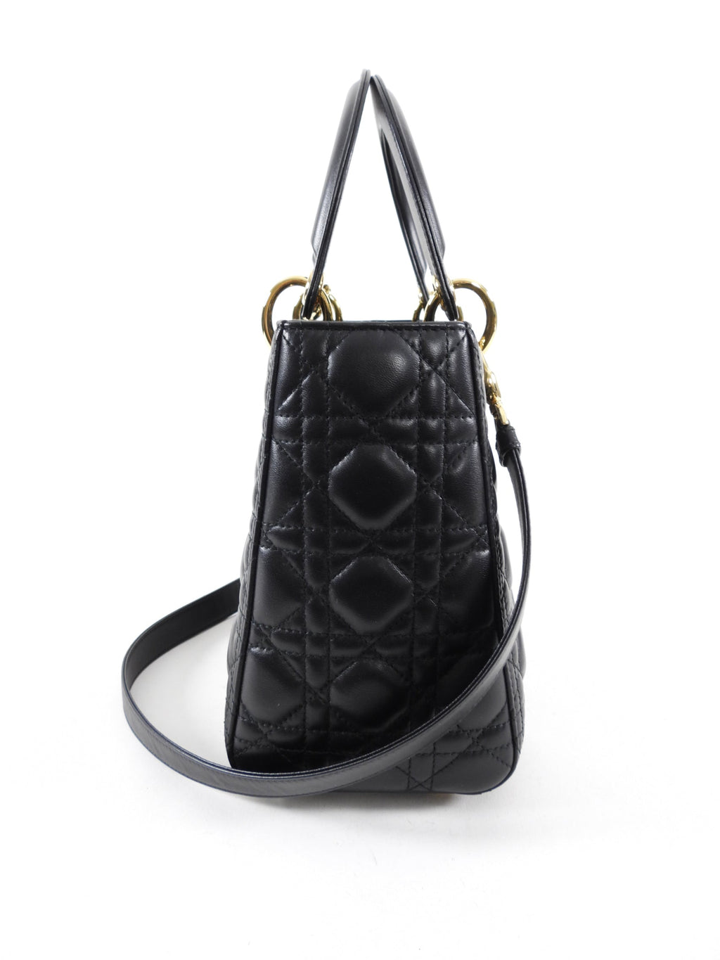 Dior Lady Dior Medium Black Lambskin Cannage Crossbody Bag