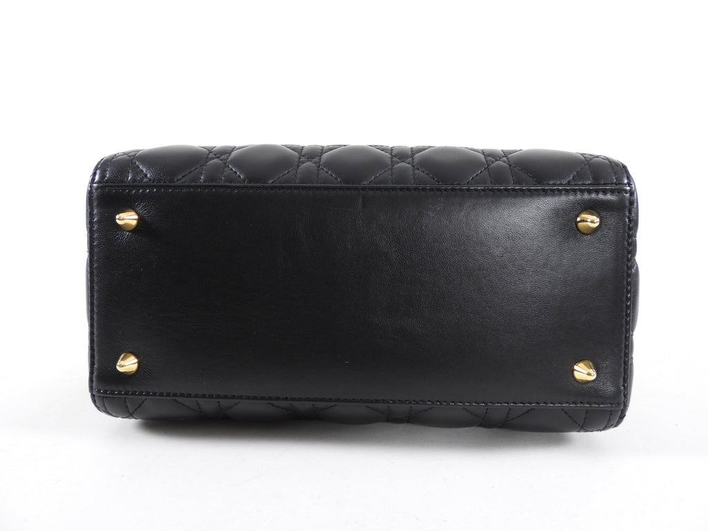 Dior Lady Dior Medium Black Lambskin Cannage Crossbody Bag