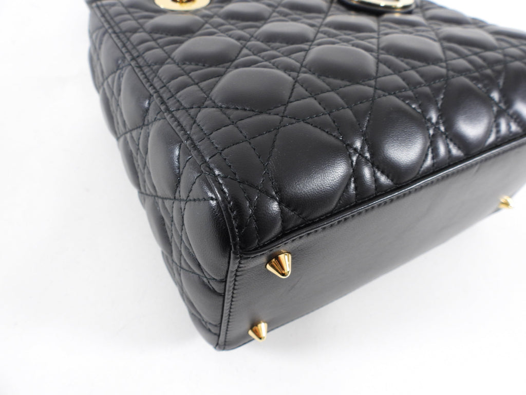 Dior Lady Dior Medium Black Lambskin Cannage Crossbody Bag