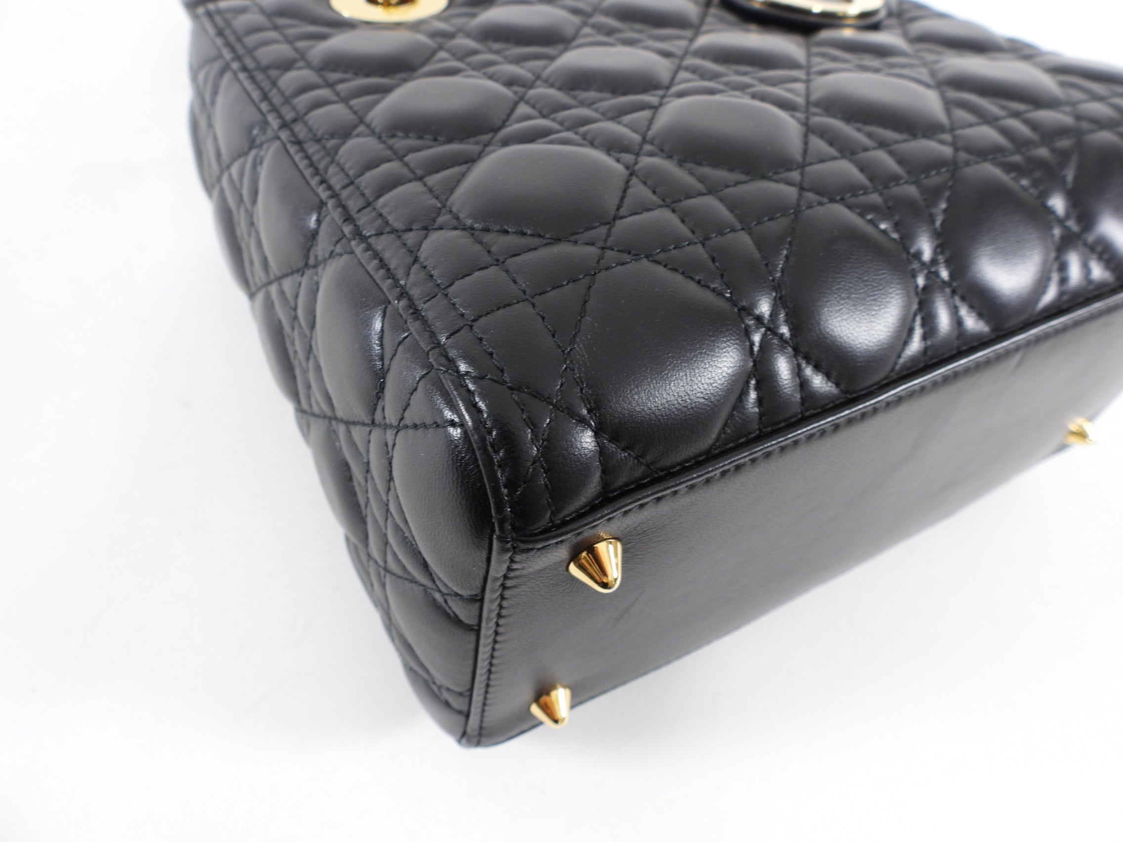 Dior Lady Dior Medium Black Lambskin Cannage Crossbody Bag