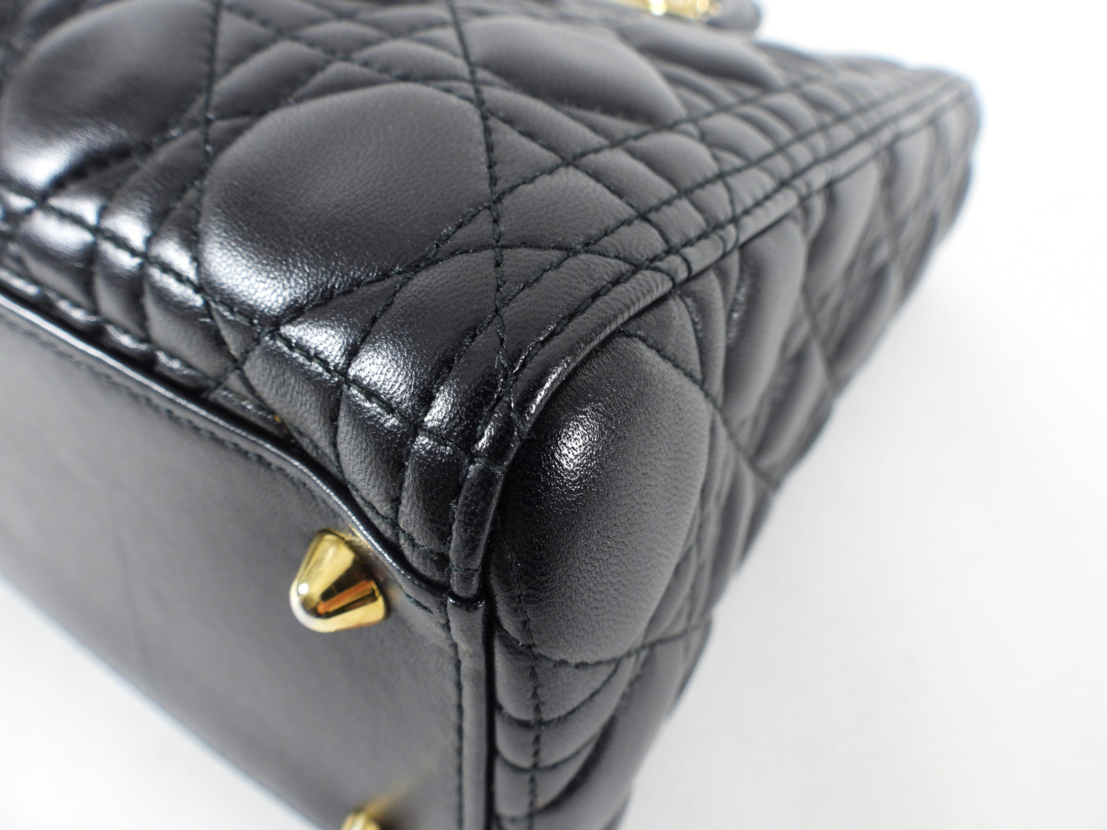 Dior Lady Dior Large Black Lambskin Cannage Tote Bag