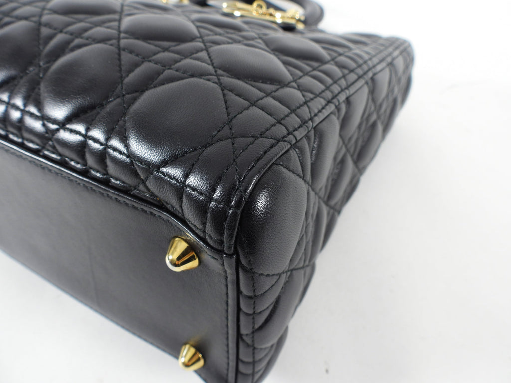 Dior Lady Dior Large Black Lambskin Cannage Tote Bag