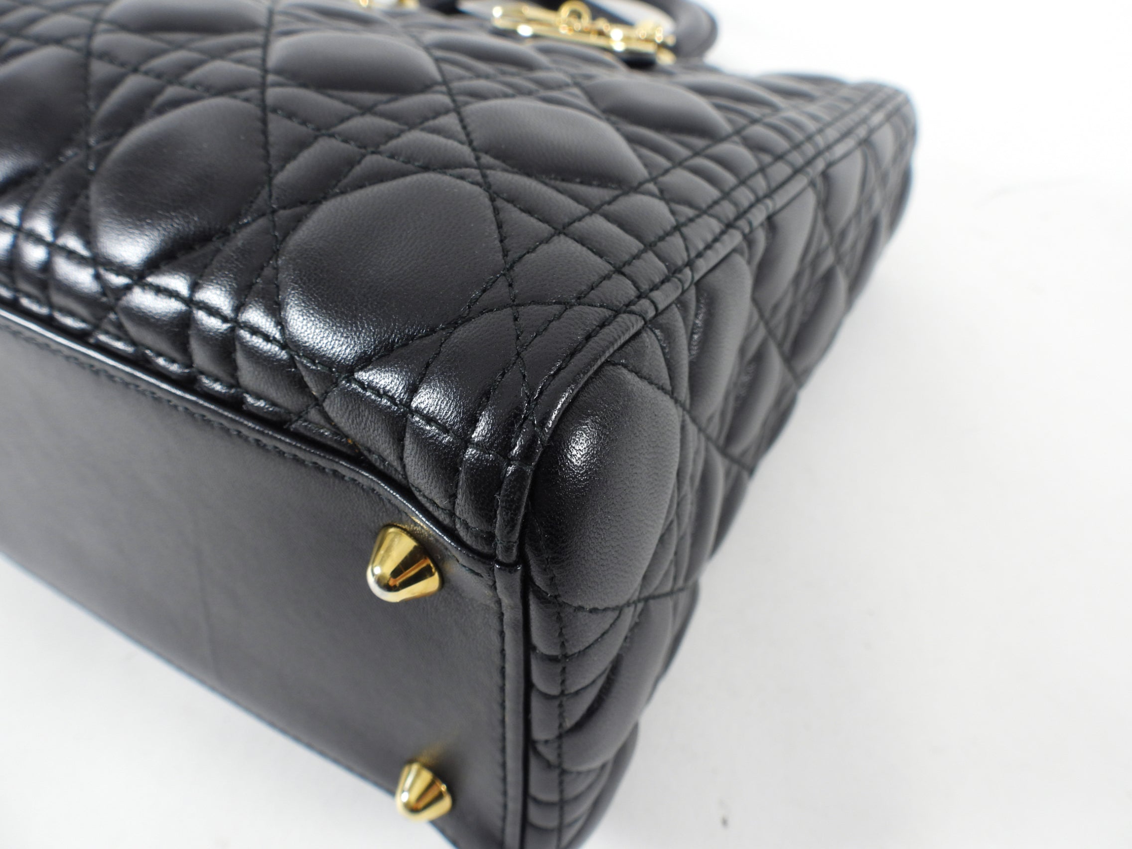 Dior Lady Dior Large Black Lambskin Cannage Tote Bag