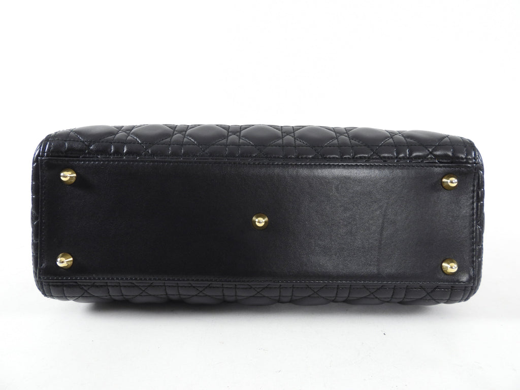 Dior Lady Dior Large Black Lambskin Cannage Tote Bag