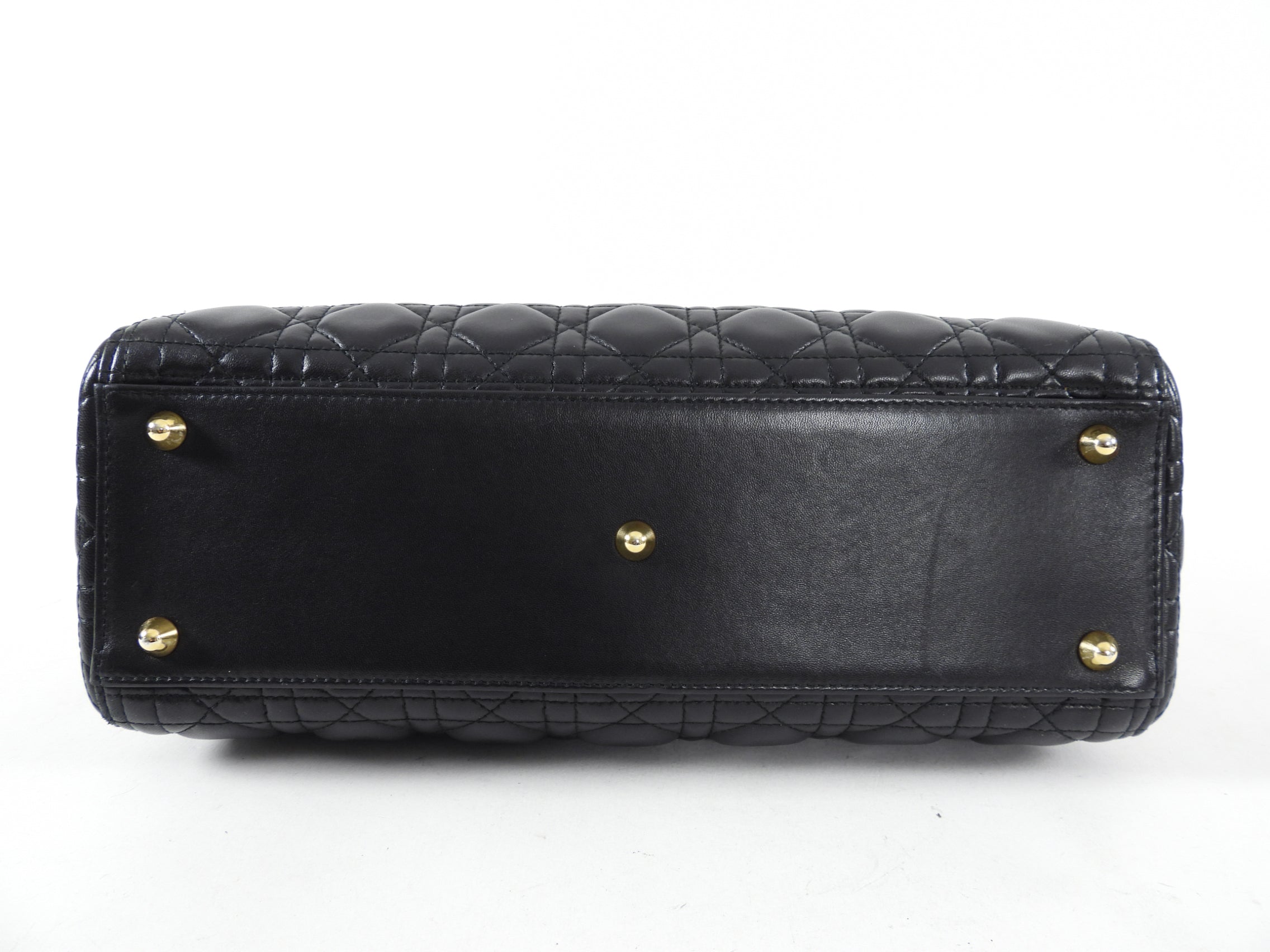 Dior Lady Dior Large Black Lambskin Cannage Tote Bag