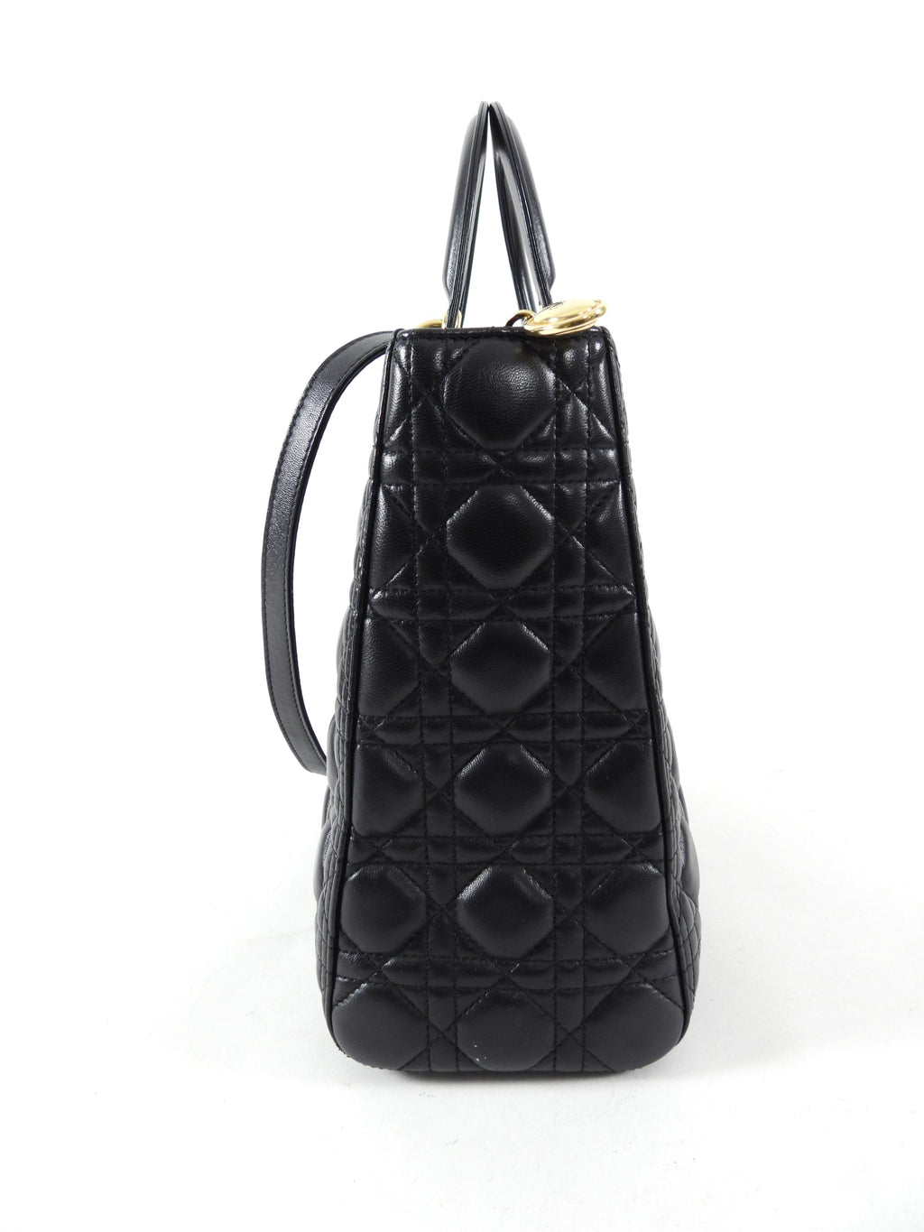 Dior Lady Dior Large Black Lambskin Cannage Tote Bag