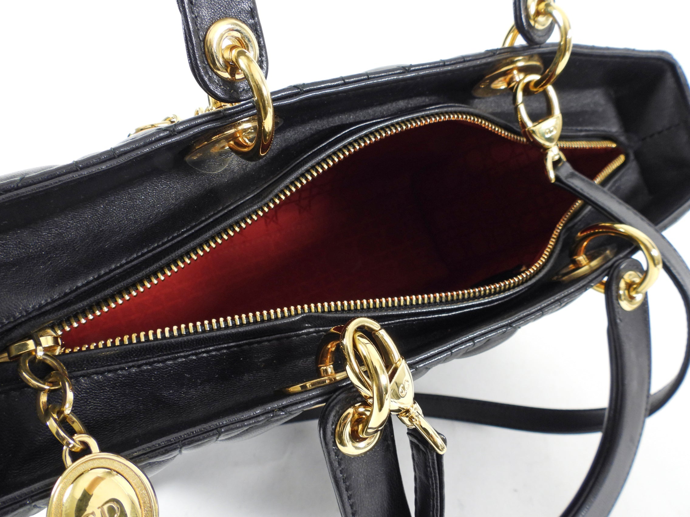 Dior Lady Dior Large Black Lambskin Cannage Tote Bag