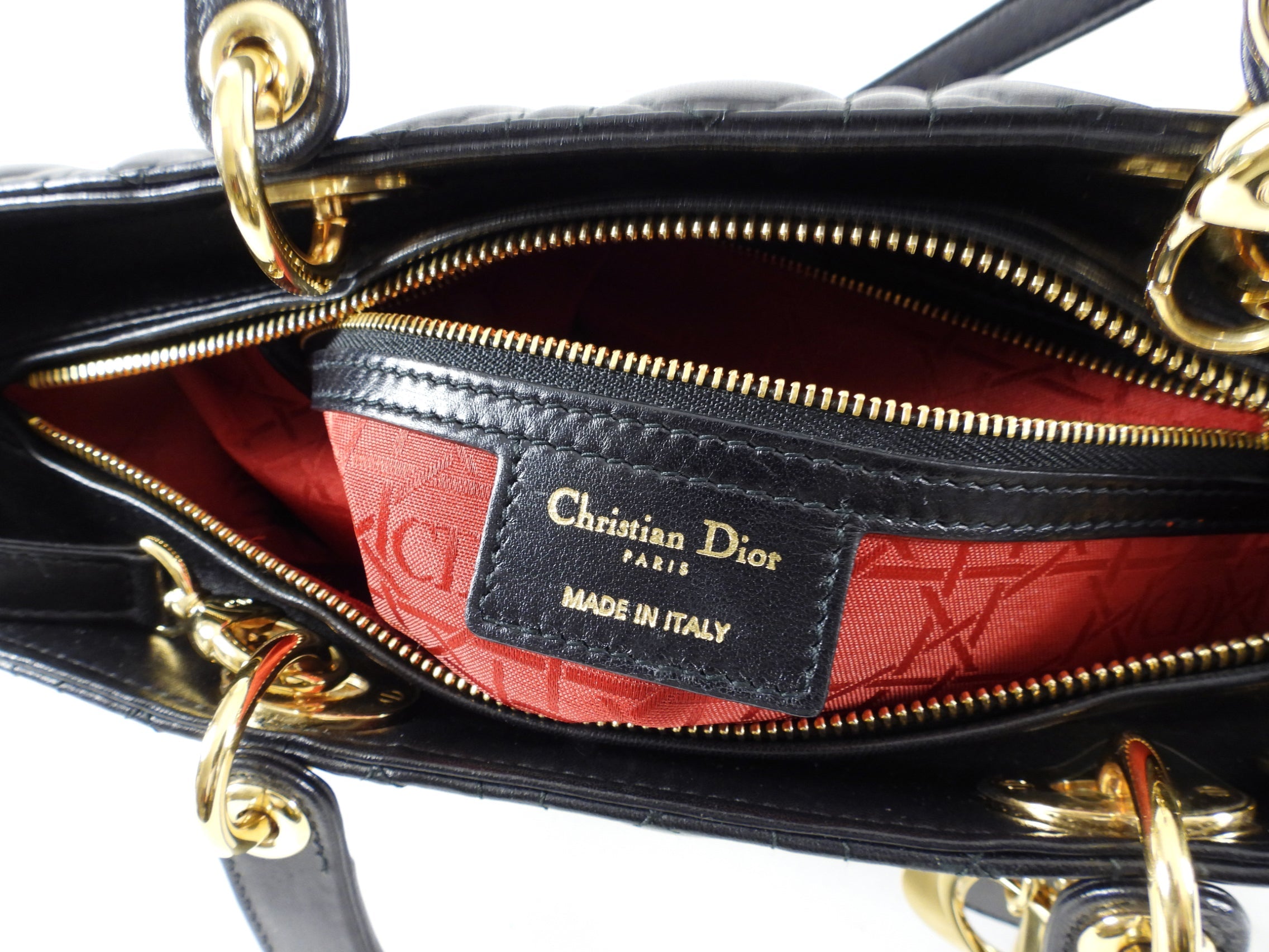 Dior Lady Dior Large Black Lambskin Cannage Tote Bag