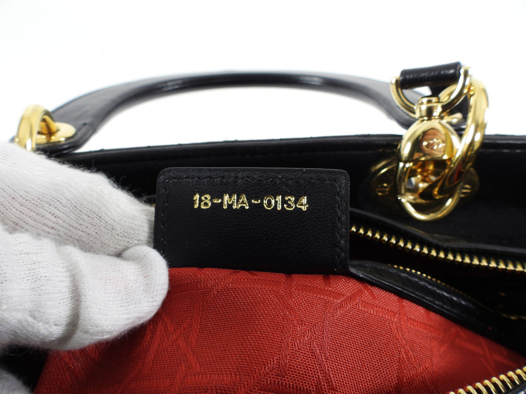 Dior Lady Dior Large Black Lambskin Cannage Tote Bag