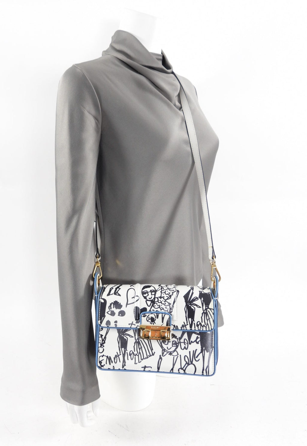 Lanvin Black White Graffiti Print Jiiji Shoulder Bag