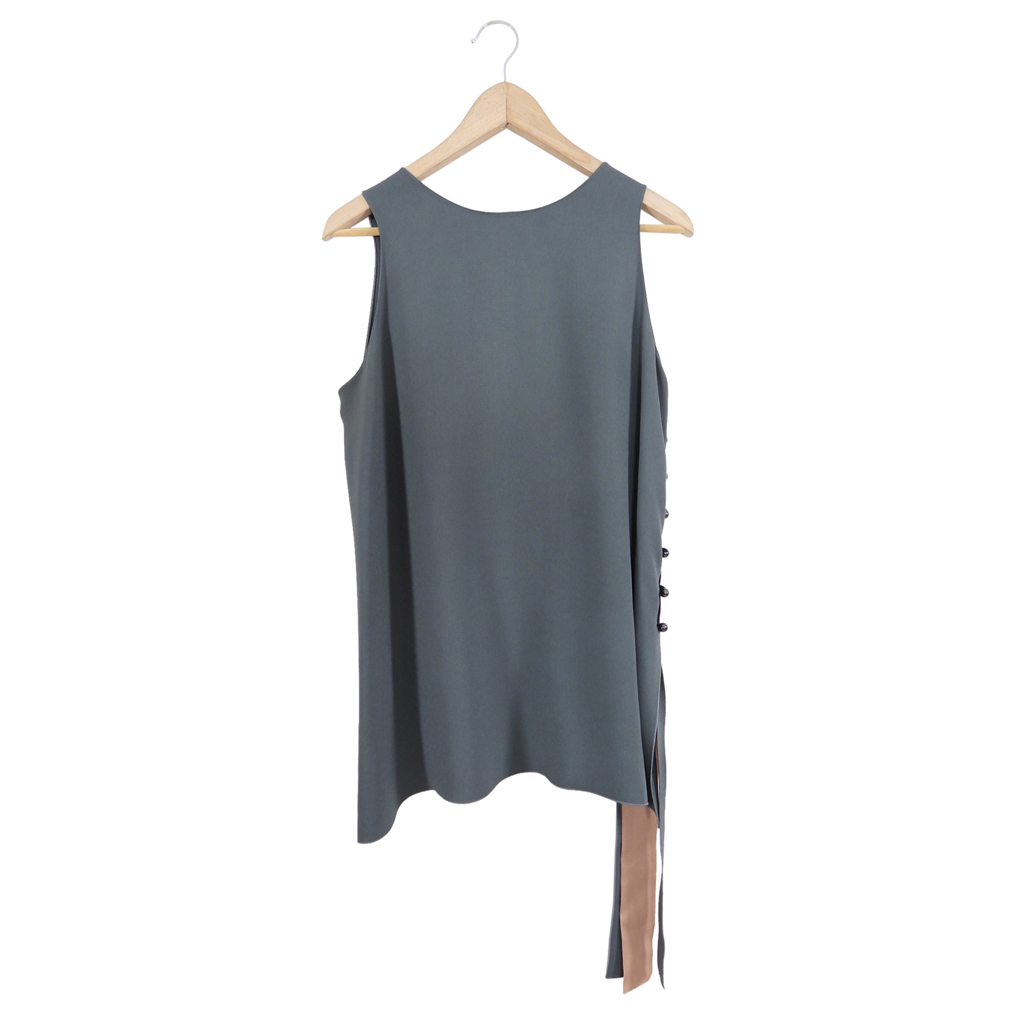 Lanvin Grey Sleeveless Top with Bead Sash Detail - FR40 / 8