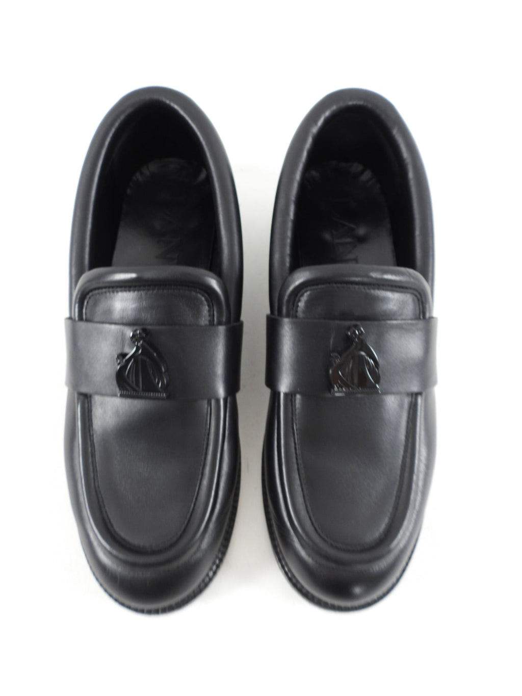 Lanvin Black Leather Arpege Logo Chunky Loafers - 39 / 8.5