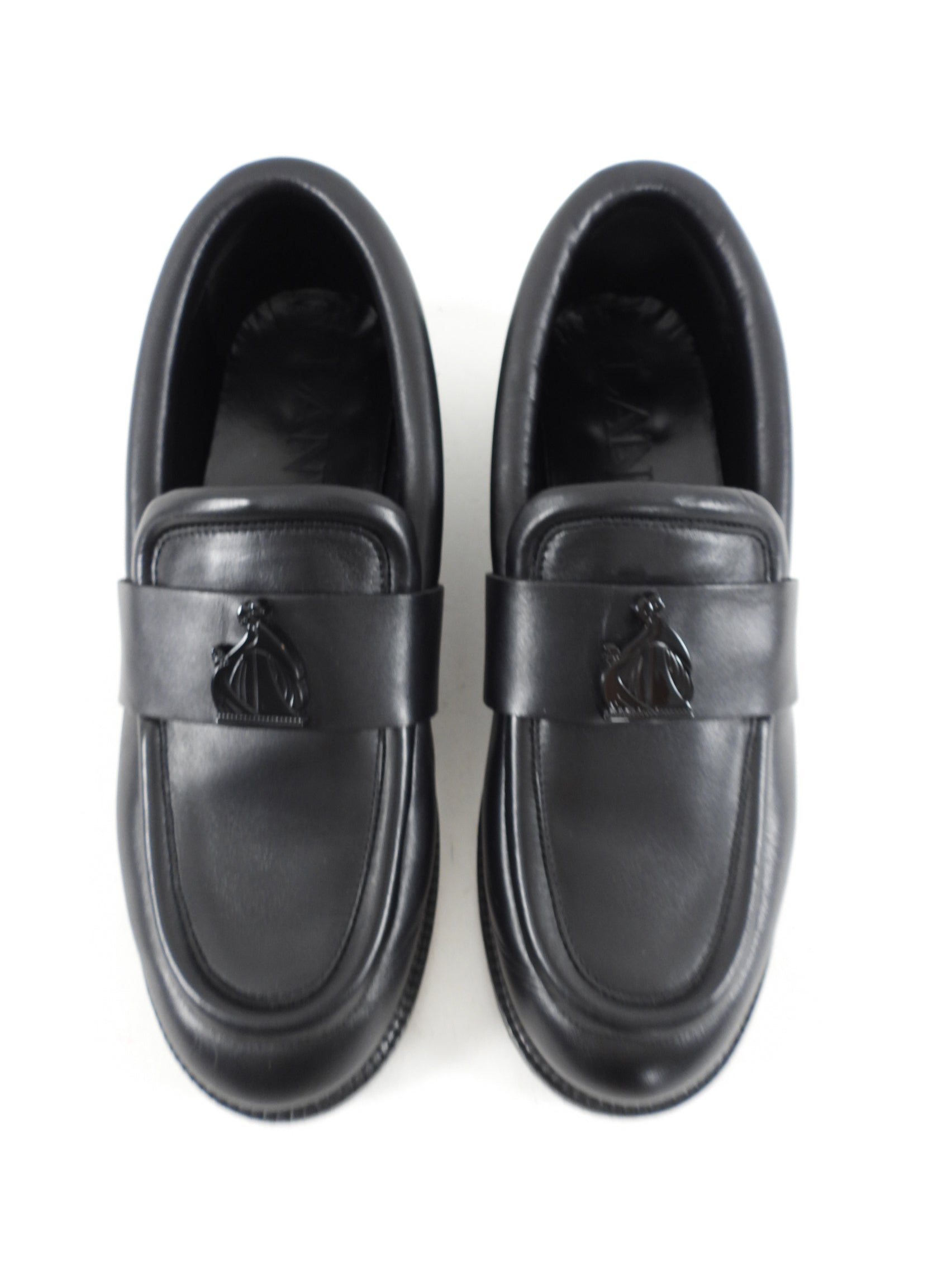 Lanvin Black Leather Arpege Logo Chunky Loafers - 39 / 8.5