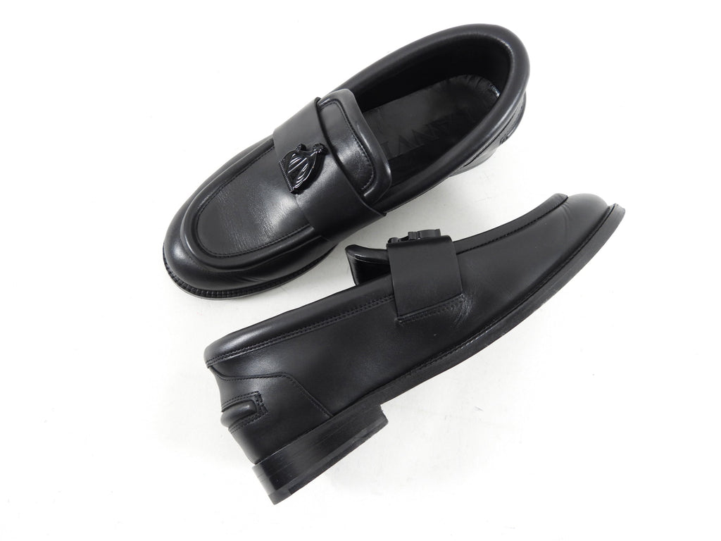 Lanvin Black Leather Arpege Logo Chunky Loafers - 39 / 8.5