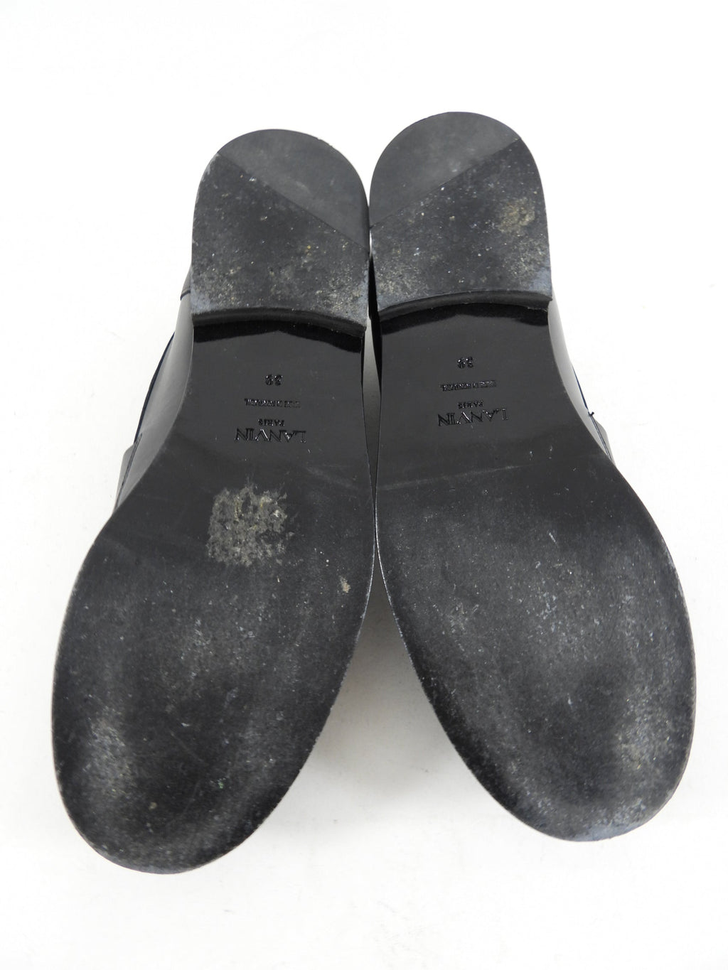 Lanvin Black Leather Arpege Logo Chunky Loafers - 39 / 8.5