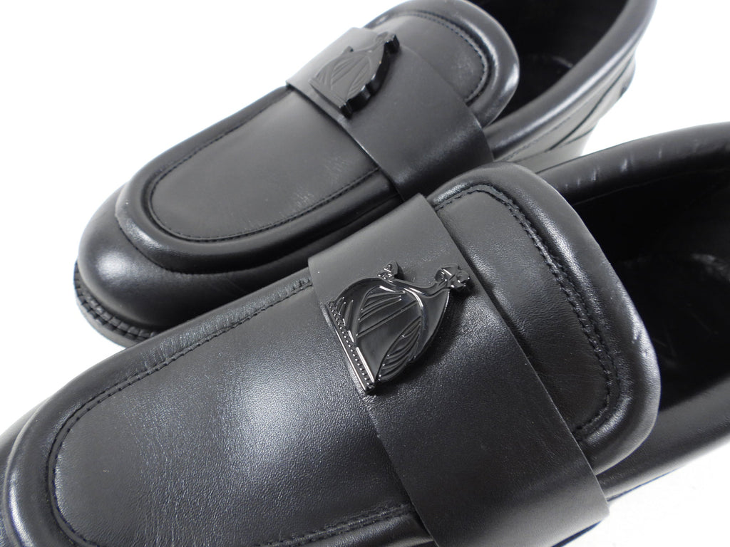 Lanvin Black Leather Arpege Logo Chunky Loafers - 39 / 8.5