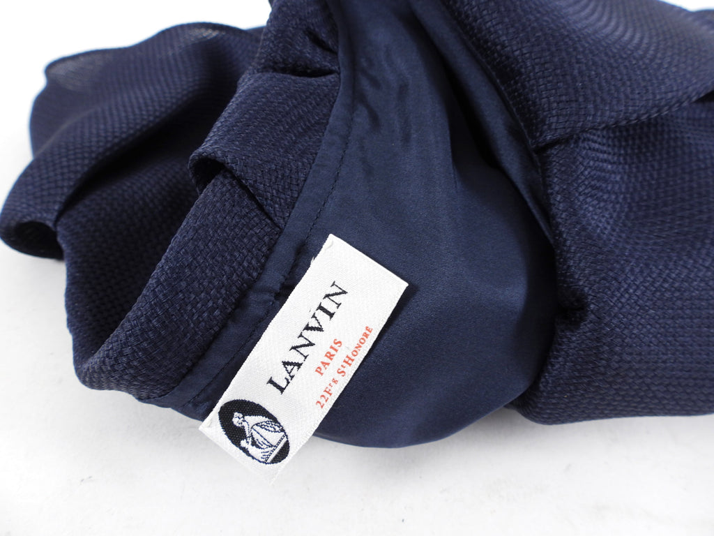 Lanvin Navy Organza Silk Layered Collar Top - FR38 / 6