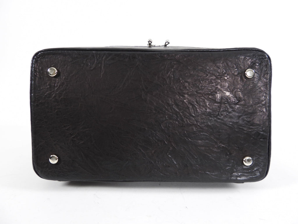 Lanvin Black Leather Top Handle Train Case Bag