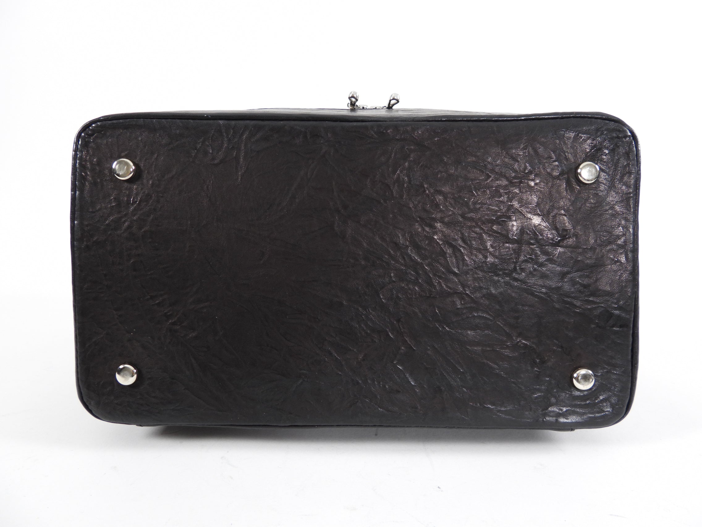 Lanvin Black Leather Top Handle Train Case Bag