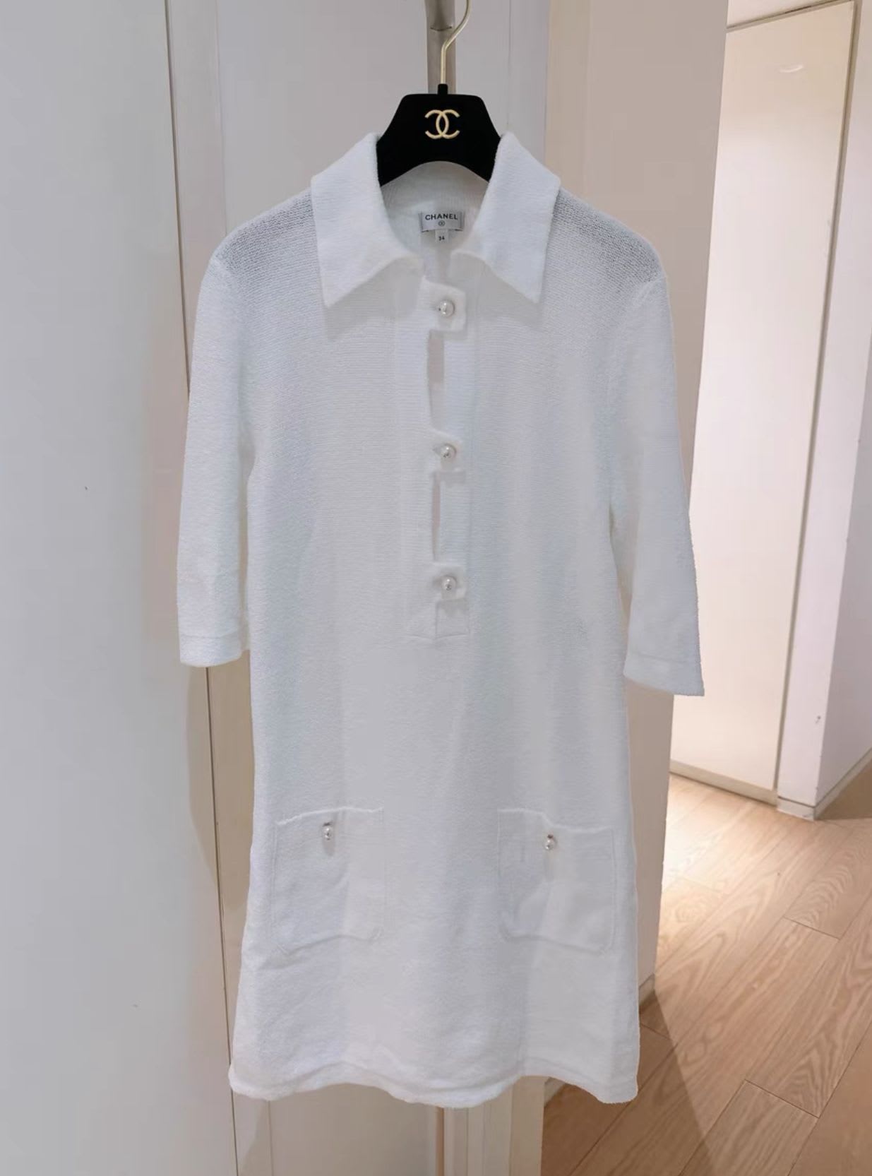 Chanel 23ss white pearl dress
