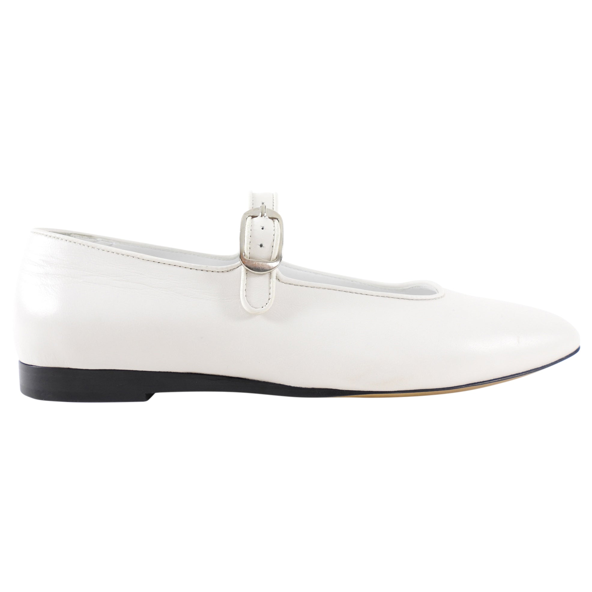 Le Monde Beryl White Leather Mary Jane Ballet Flat - 42
