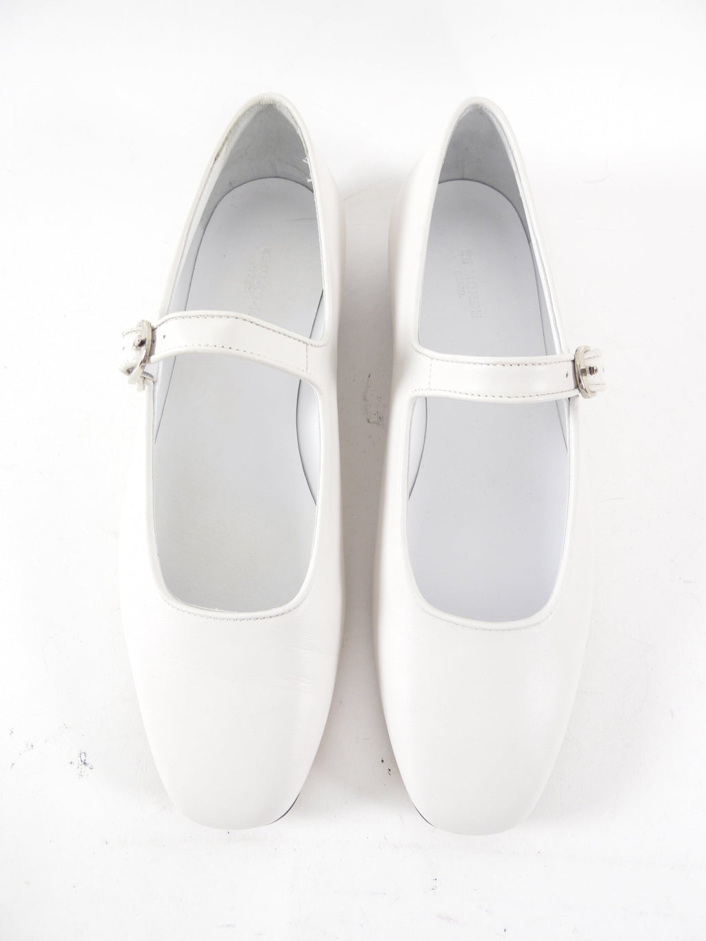 Le Monde Beryl White Leather Mary Jane Ballet Flat - 42