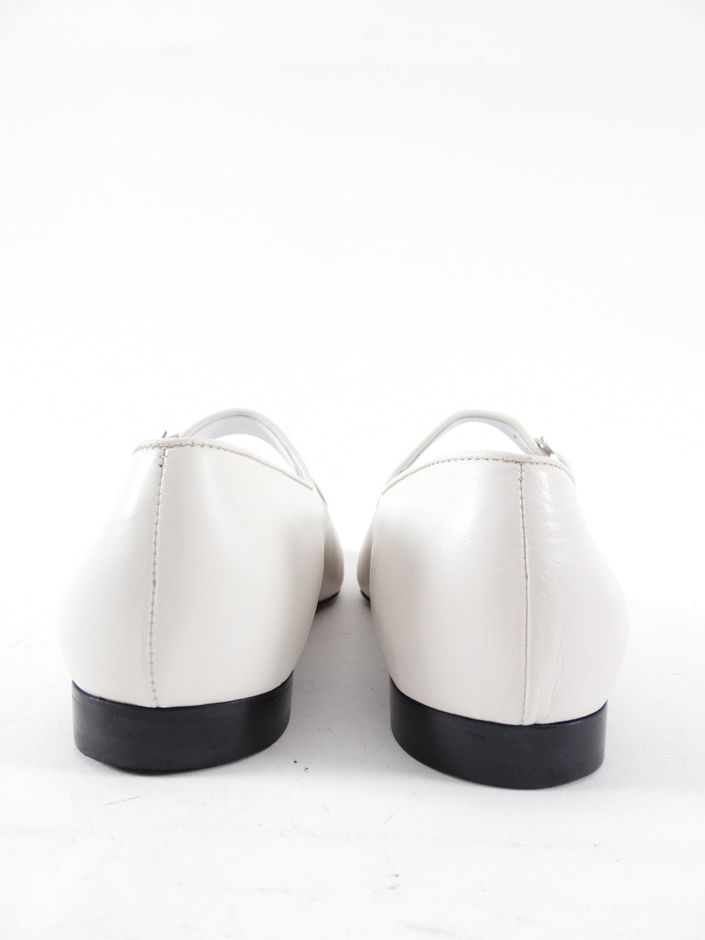 Le Monde Beryl White Leather Mary Jane Ballet Flat - 42