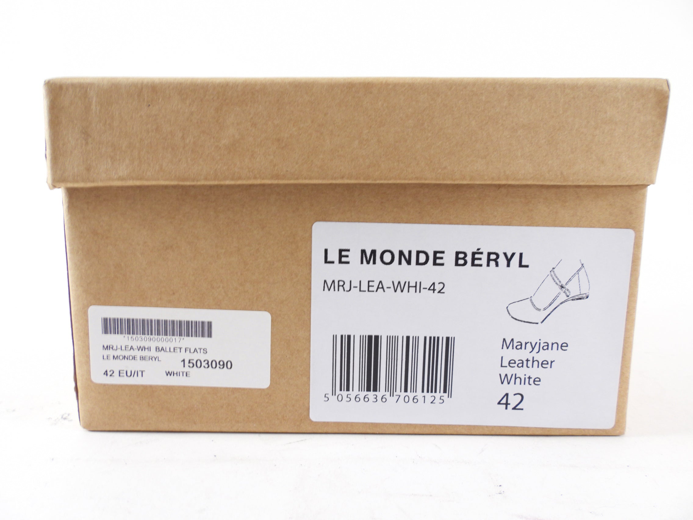 Le Monde Beryl White Leather Mary Jane Ballet Flat - 42
