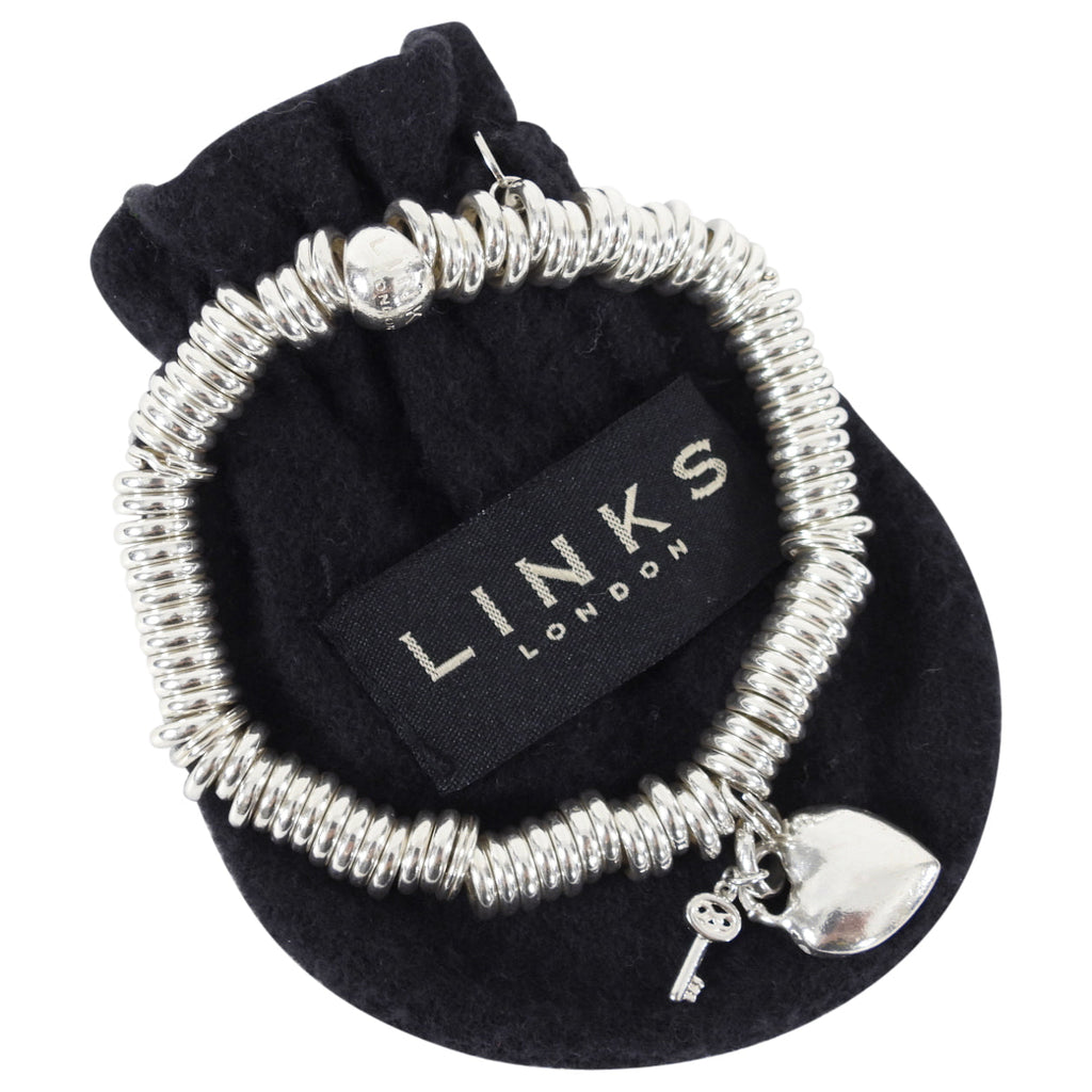 Links Sweetie Sterling Silver Bracelet with Heart and Key