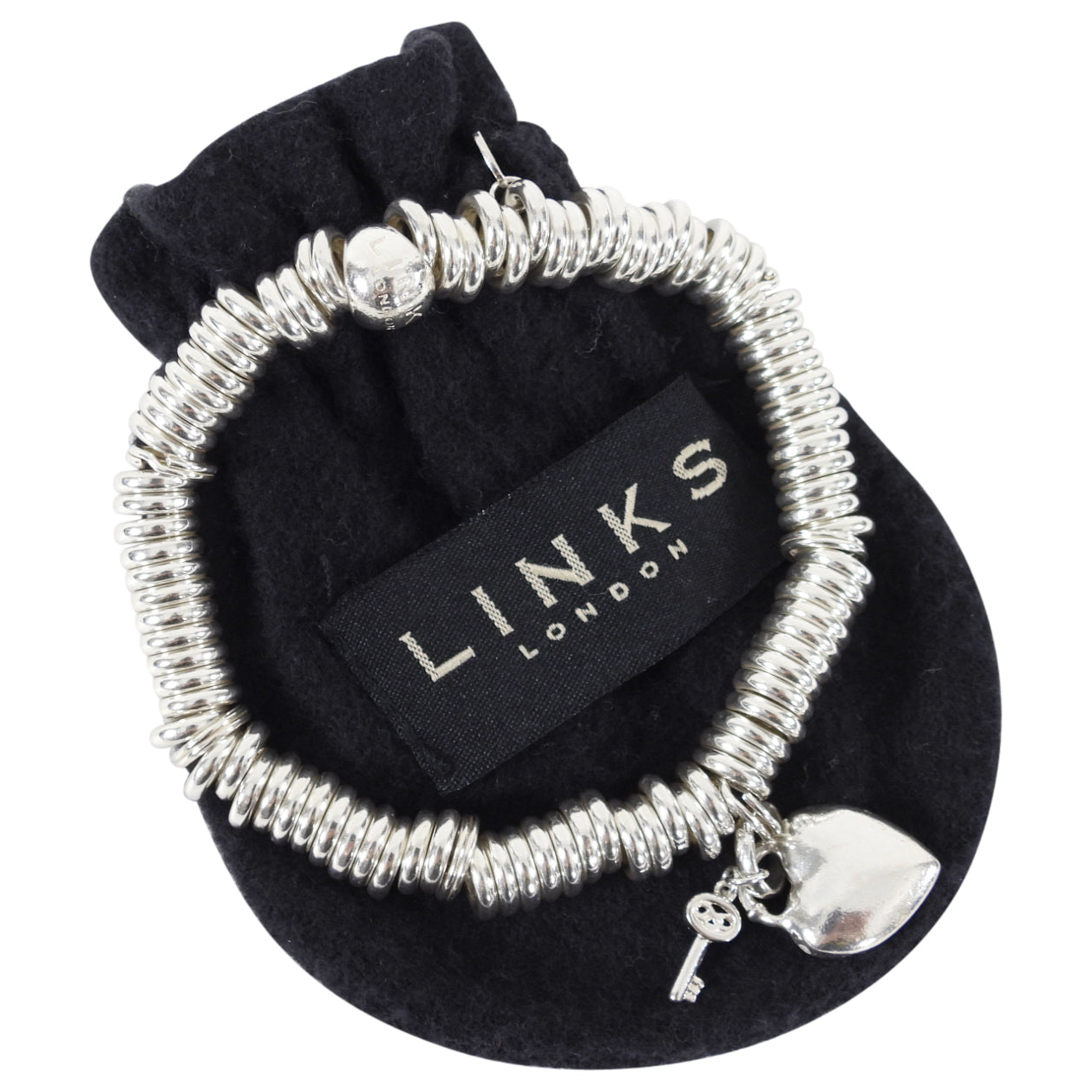 Links Sweetie Sterling Silver Bracelet with Heart and Key