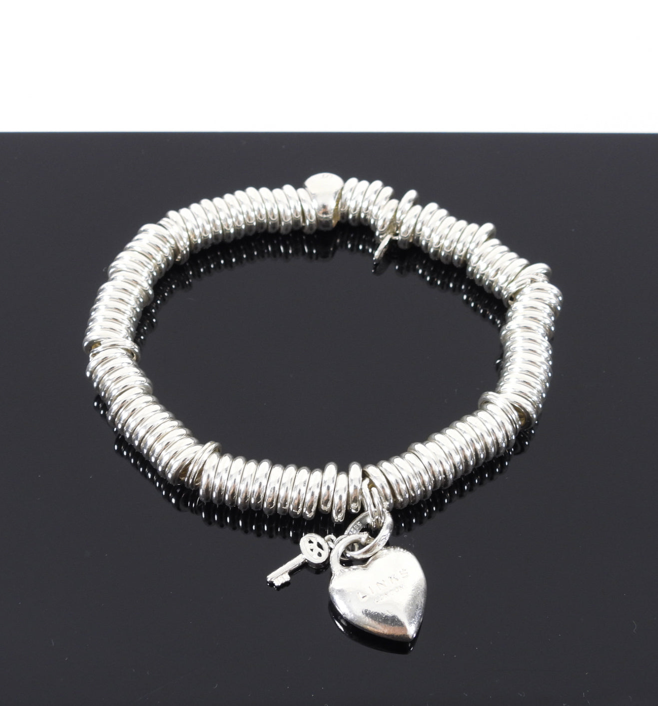 Links Sweetie Sterling Silver Bracelet with Heart and Key