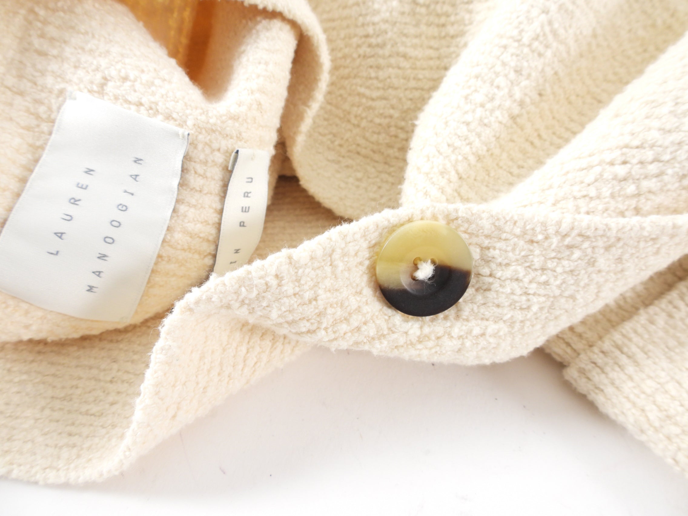 Lauren Manoogian Ivory Beige Brushed Knit igan Sweater - S/M