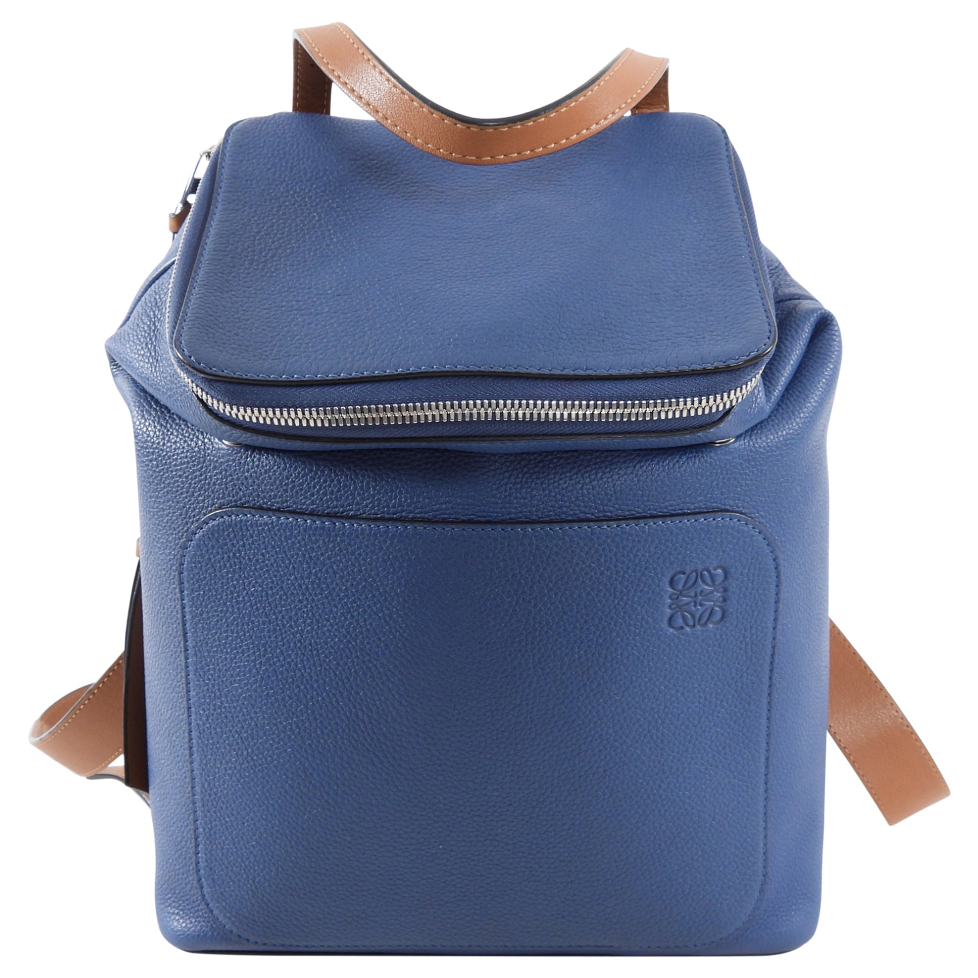 Loewe Blue and Brown Leather Goya Backpack