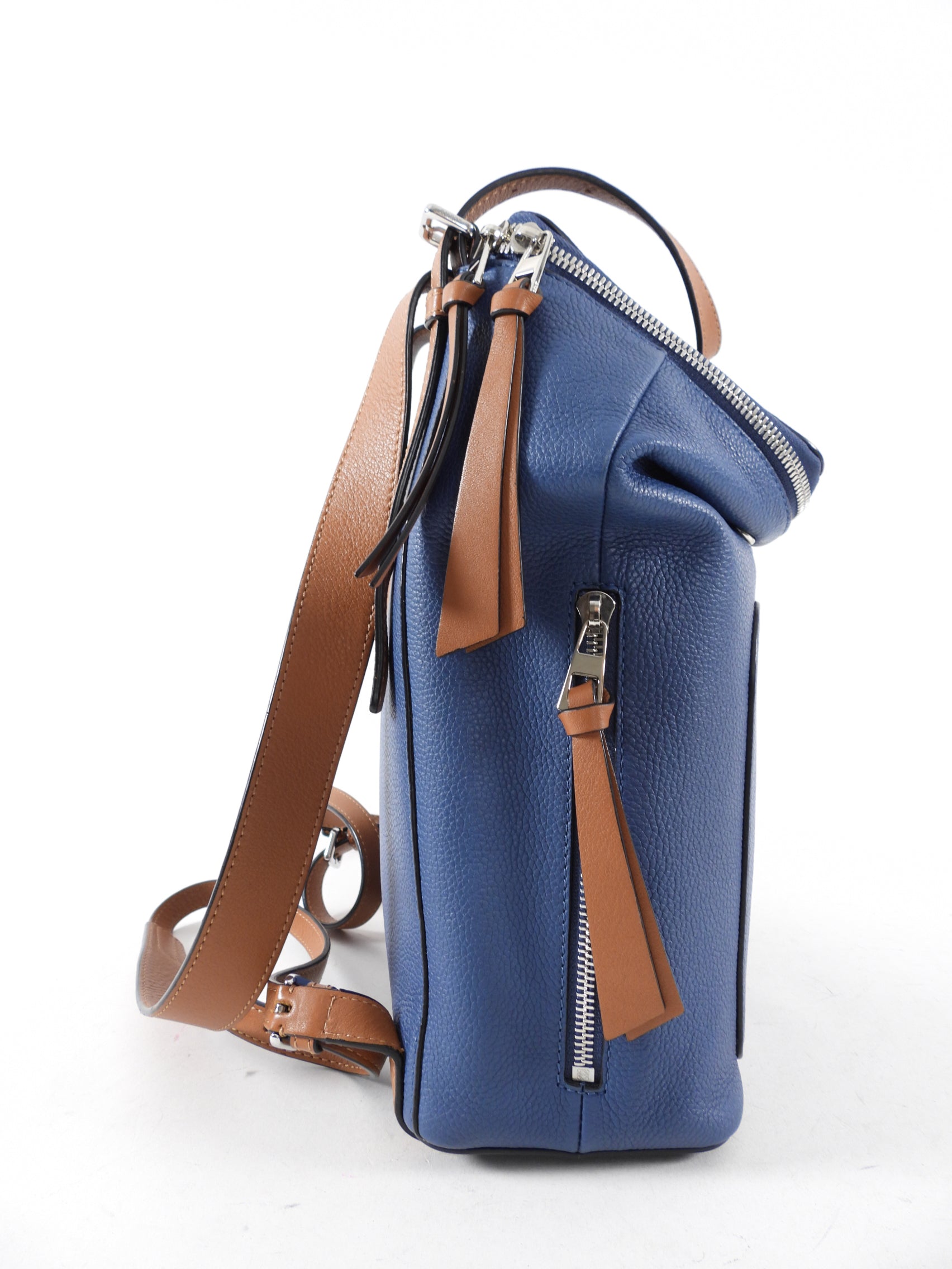 Loewe Blue and Brown Leather Goya Backpack