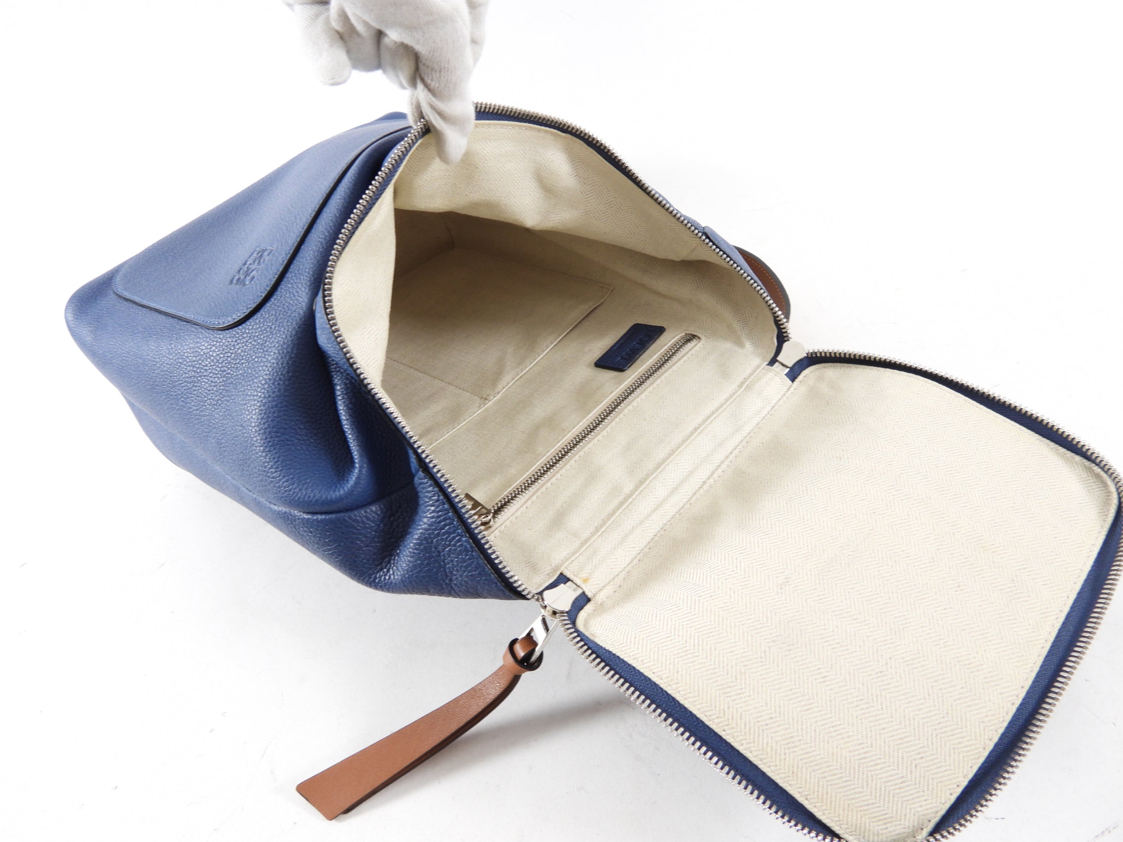 Loewe Blue and Brown Leather Goya Backpack