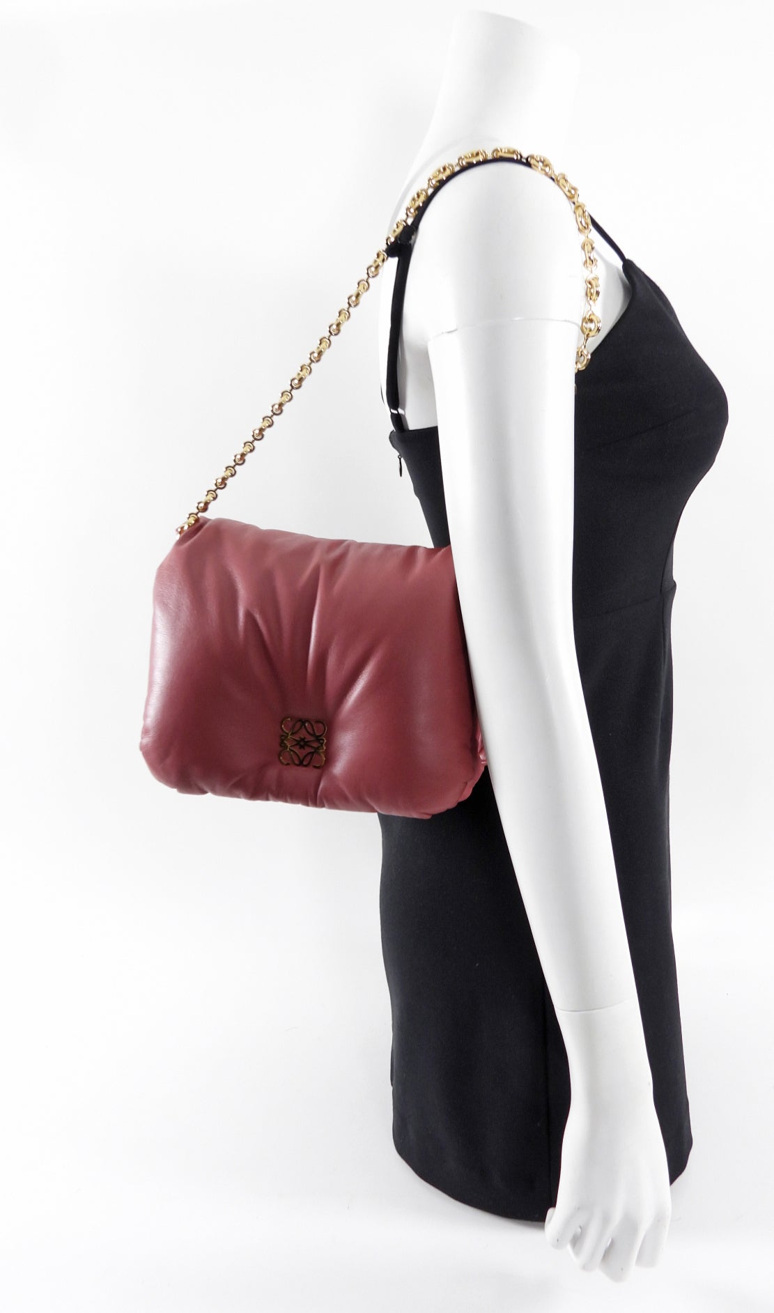 Loewe Pink Quartz Goya Puffer Chain Flap Bag