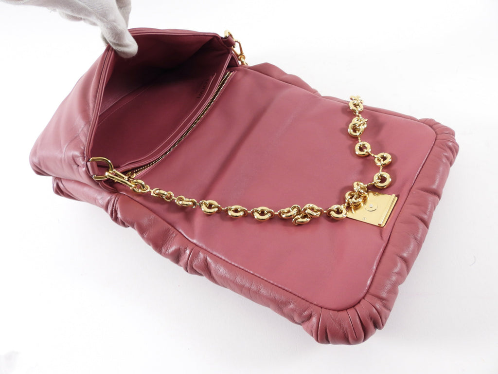 Loewe Pink Quartz Goya Puffer Chain Flap Bag
