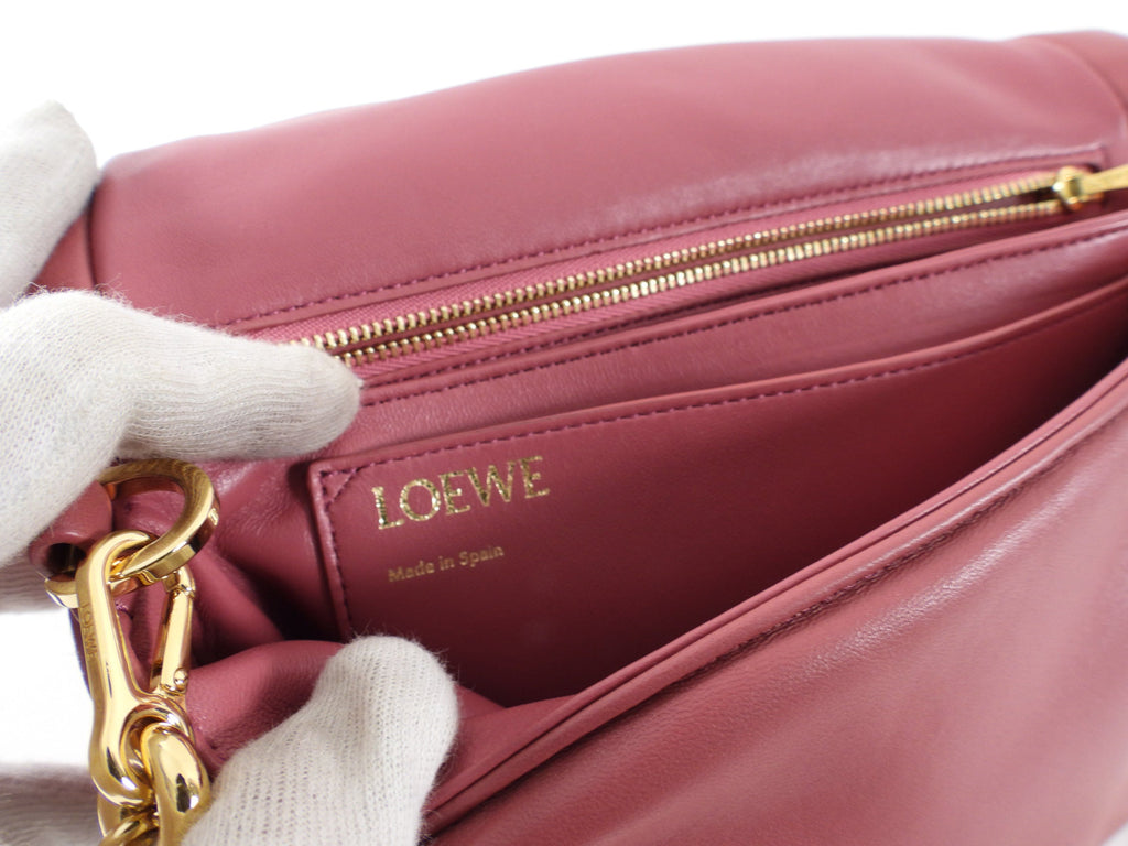Loewe Pink Quartz Goya Puffer Chain Flap Bag