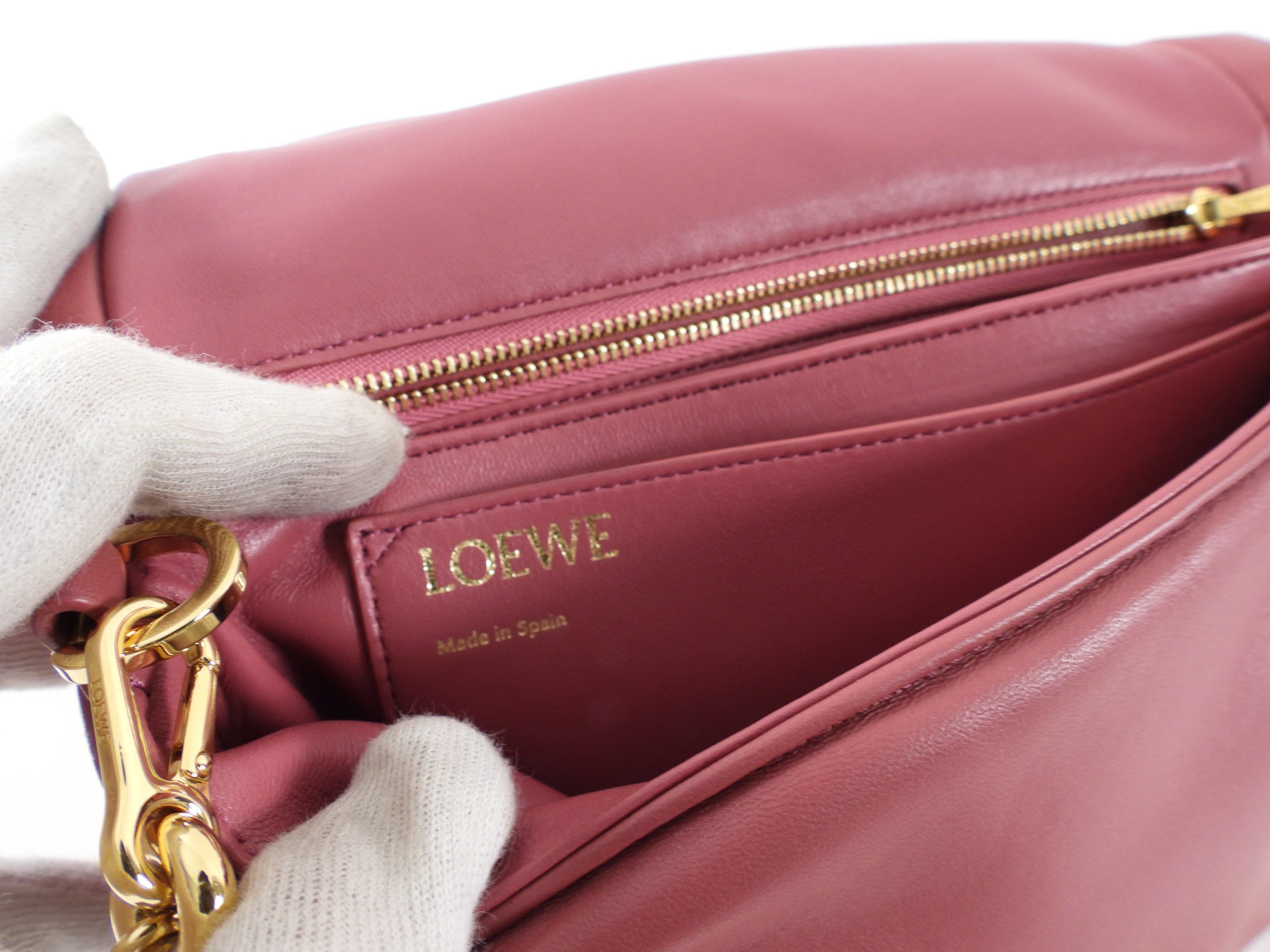 Loewe Pink Quartz Goya Puffer Chain Flap Bag